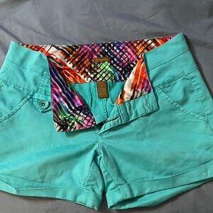 Copper Key Turquoise High-Waist Women’s Shorts
